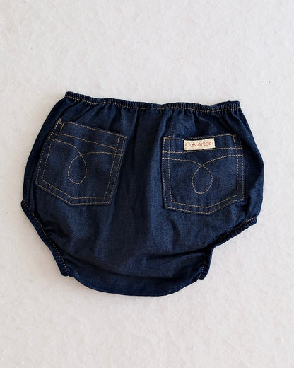 Vintage Calvin Klein Baby Chambray Denim Diaper Cover Bloomers: Size 12 Months