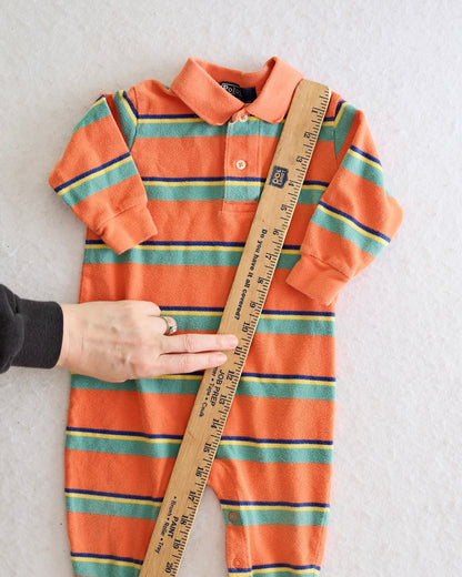 Y2K Polo Ralph Lauren Baby Striped Long Sleeve Jumpsuit Romper: Size 12 Months