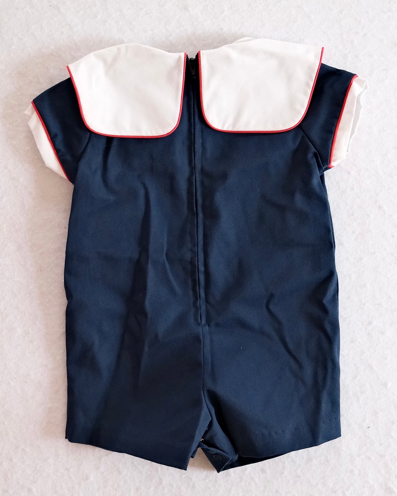 Vintage Robert Jackson Tow Truck Applique Baby Romper: 12m - Yellow Clover Vintage Kids Clothes