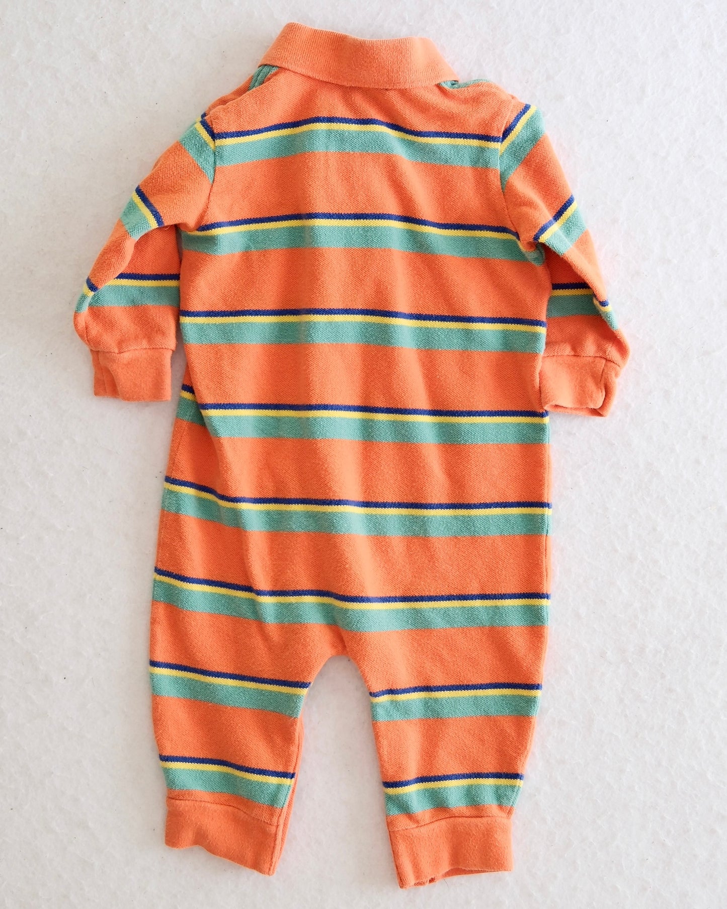 Y2K Polo Ralph Lauren Baby Striped Long Sleeve Jumpsuit Romper: Size 12 Months
