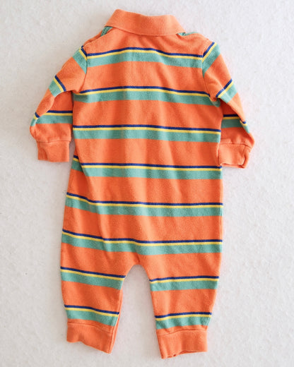 Y2K Polo Ralph Lauren Baby Striped Long Sleeve Jumpsuit Romper: Size 12 Months