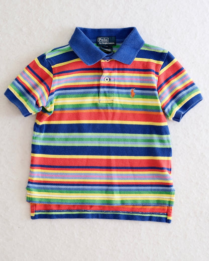 Y2K Polo Ralph Lauren Toddler Multicolor Stripe Short Sleeve Polo Shirt: Size 2T