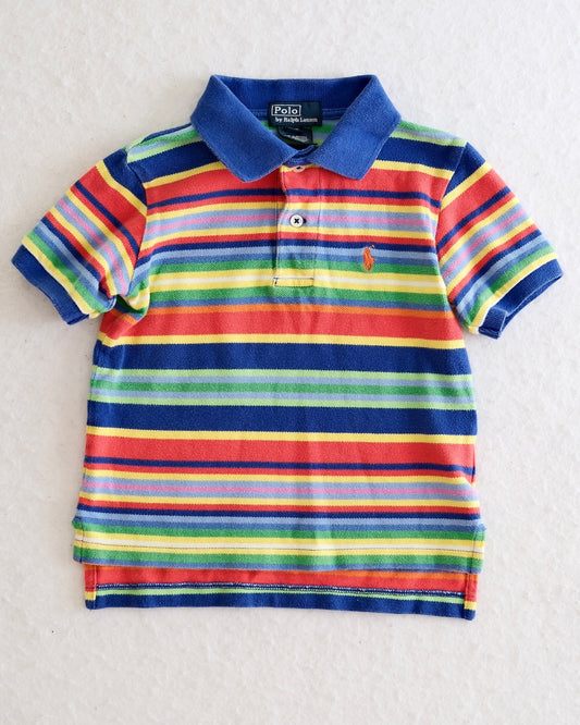 Y2K Polo Ralph Lauren Toddler Multicolor Stripe Short Sleeve Polo Shirt: Size 2T