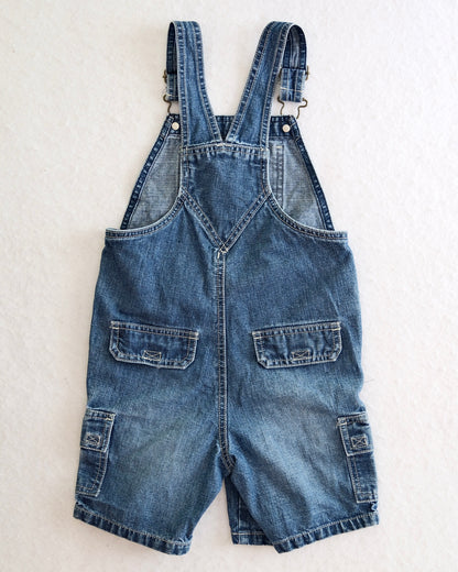 Y2K Old Navy Kids Denim Cargo Short Overalls: Size 5T