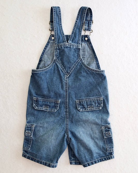 Y2K Old Navy Kids Denim Cargo Short Overalls: Size 5T