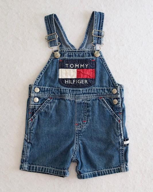 Vintage Tommy Hilfiger Baby Denim Short Overalls: Size 12-18 Months