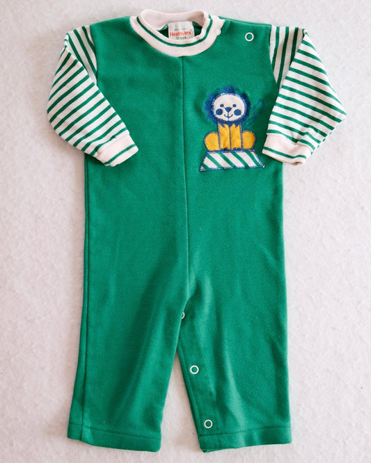 Vintage Healthtex Green Lion Playsuit Romper: 12m