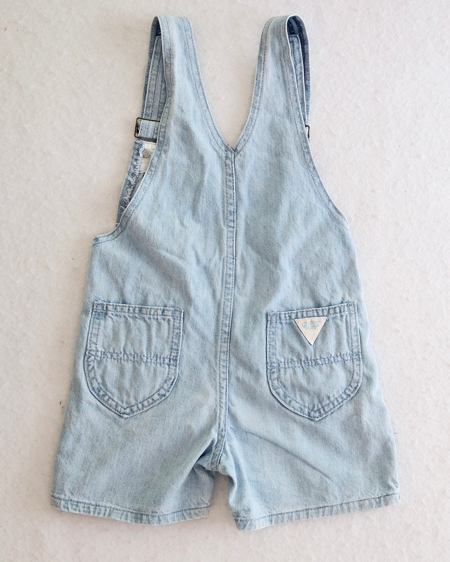 Vintage Guess Light Wash Denim Short Overalls: Size 6X