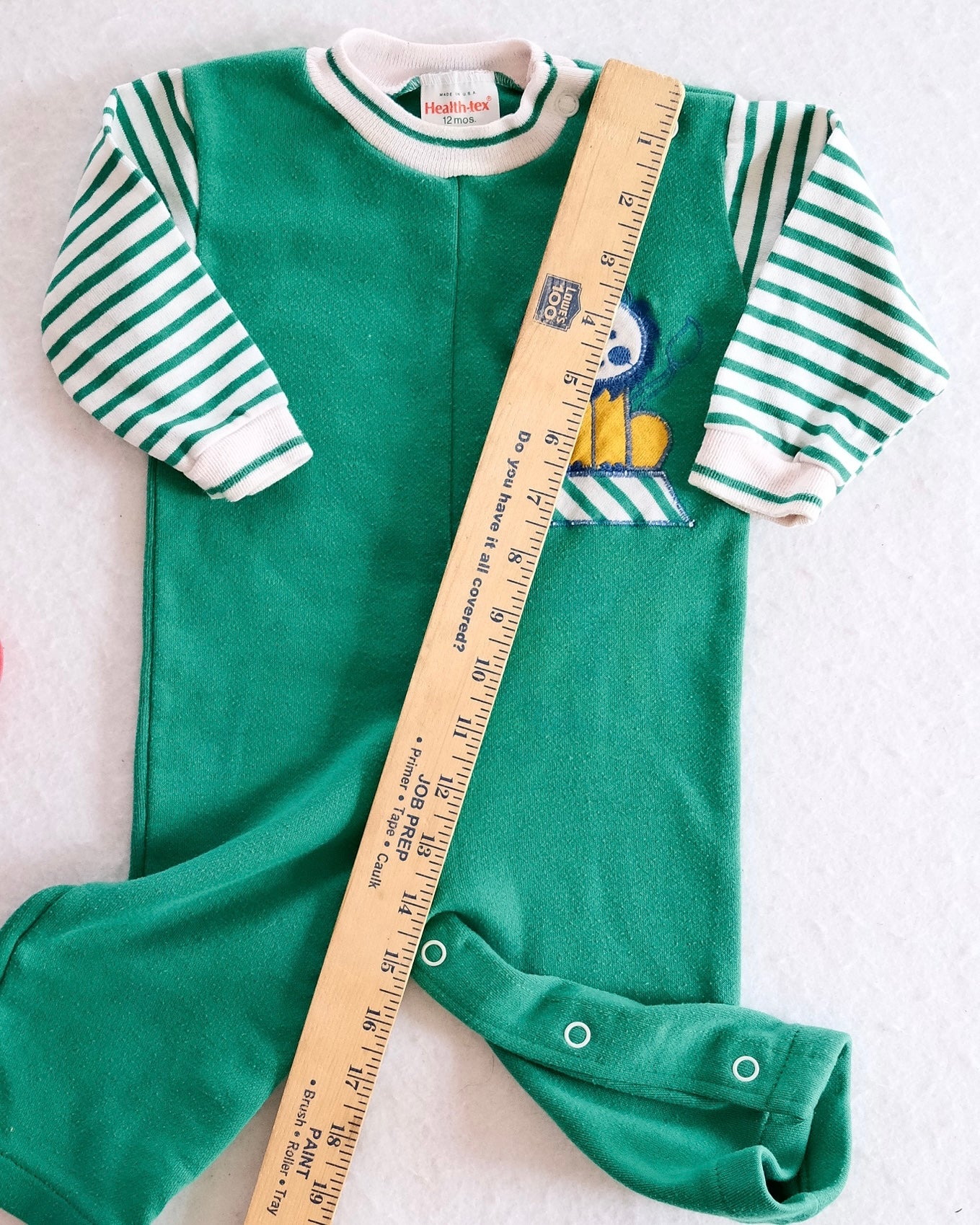 Vintage Healthtex Green Lion Playsuit Romper: 12m