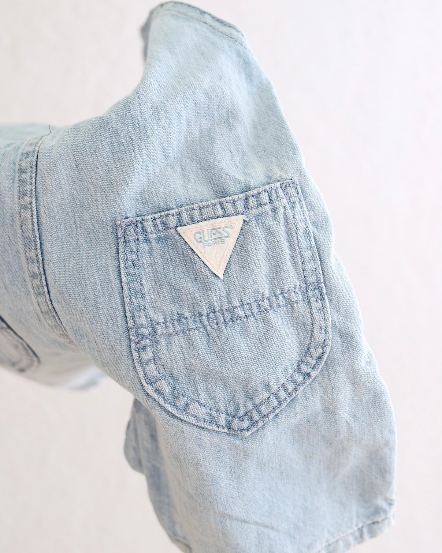 Vintage Guess Light Wash Denim Short Overalls: Size 6X