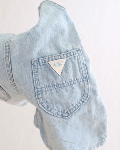 Vintage Guess Light Wash Denim Short Overalls: Size 6X