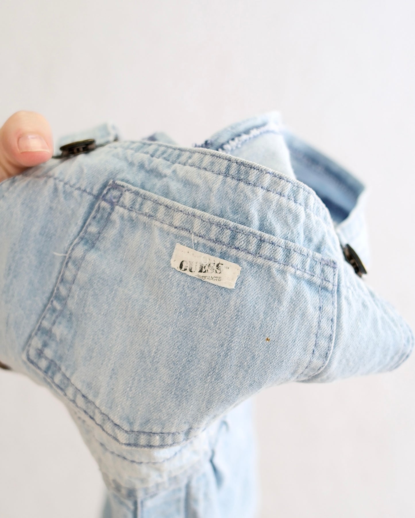 Vintage Guess Light Wash Denim Short Overalls: Size 6X