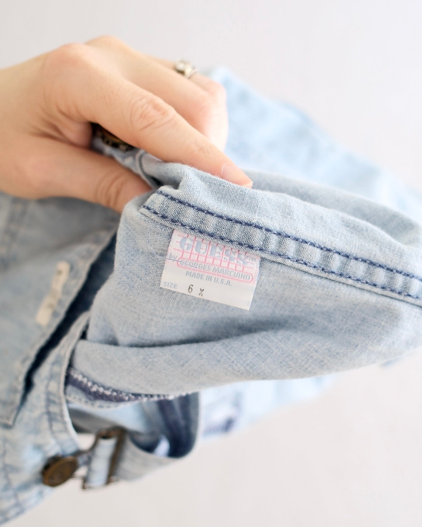 Vintage Guess Light Wash Denim Short Overalls: Size 6X