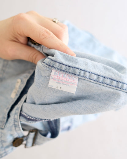 Vintage Guess Light Wash Denim Short Overalls: Size 6X