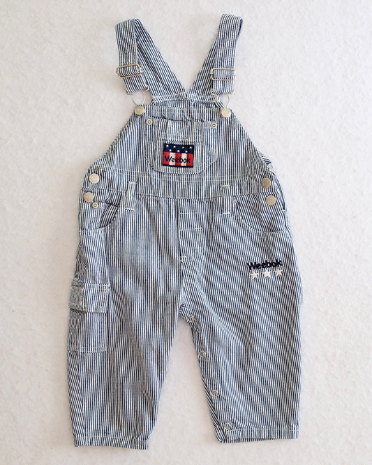 Vintage Weebok Baby Hickory Stripe Long Overalls: Size 18 Months