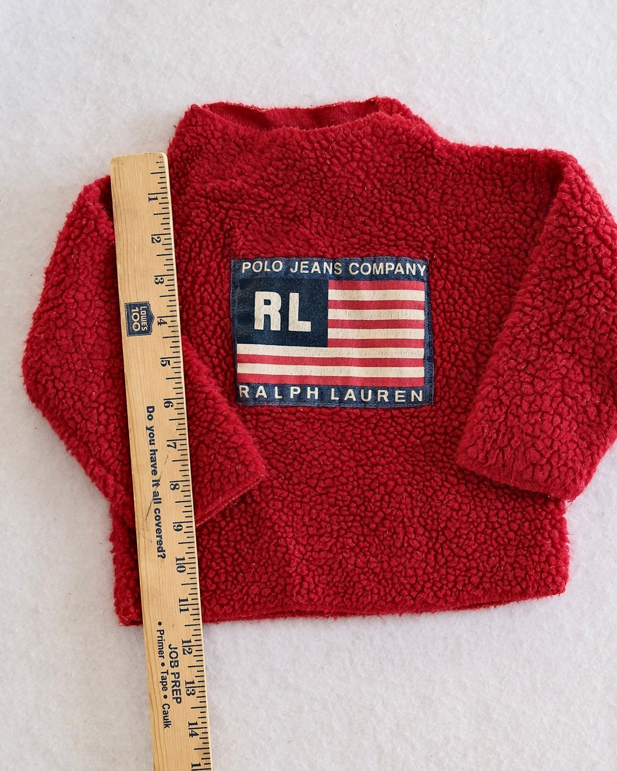 Vintage Polo Jeans Co. Red Sherpa Flag Pullover: 3-6m