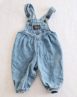 Vintage OshKosh Baby B'Gosh Light Wash Bubble Overalls: 12m?
