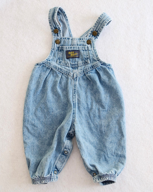 Vintage OshKosh Baby B'Gosh Light Wash Bubble Overalls: 12m?