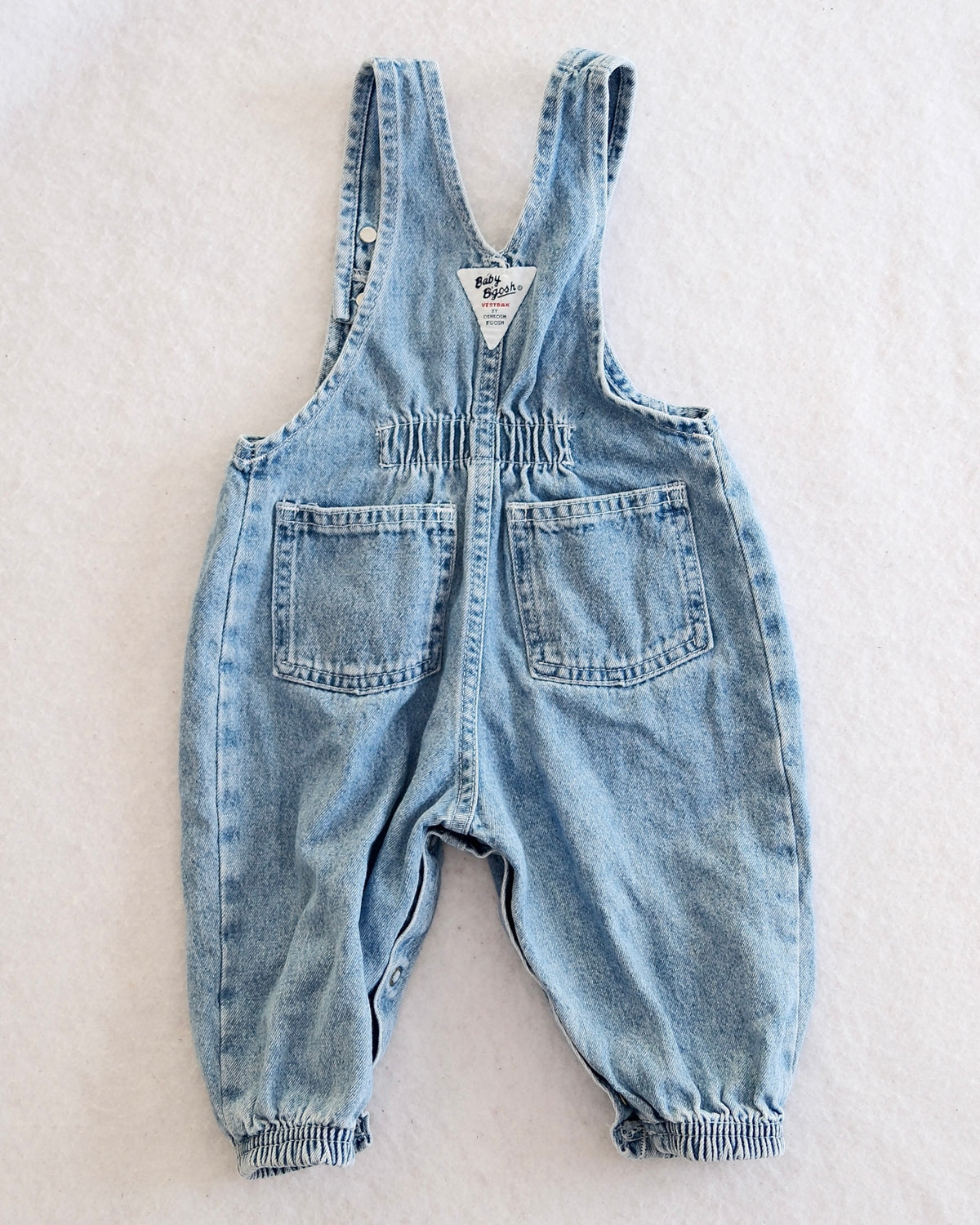 Vintage OshKosh Baby B'Gosh Light Wash Bubble Overalls: 12m?