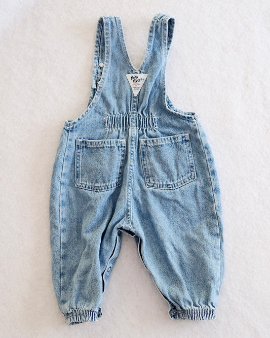 Vintage OshKosh Baby B'Gosh Light Wash Bubble Overalls: 12m?