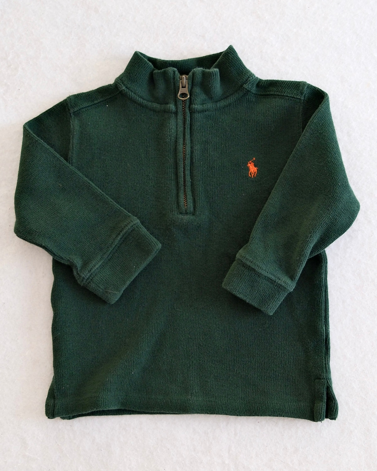 Y2K Polo Ralph Lauren Forest Green Ribbed Quarter Zip: 18m