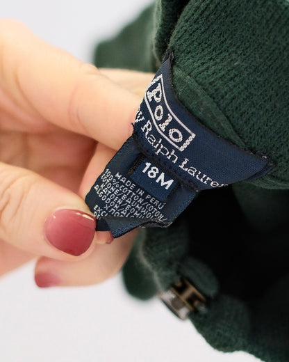 Y2K Polo Ralph Lauren Forest Green Ribbed Quarter Zip: 18m