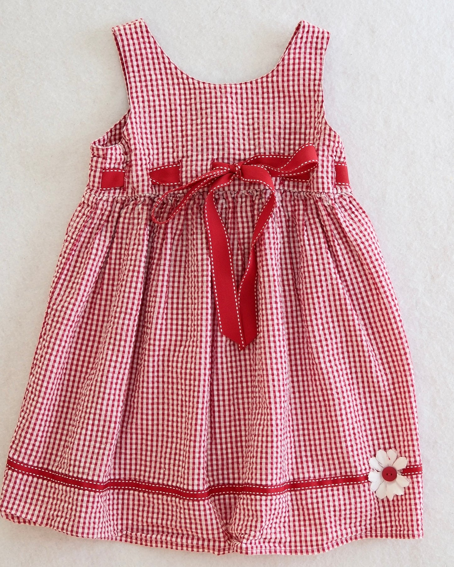 Y2K Zoey Girl Toddler Red Gingham Seersucker Dress: Size 3T?