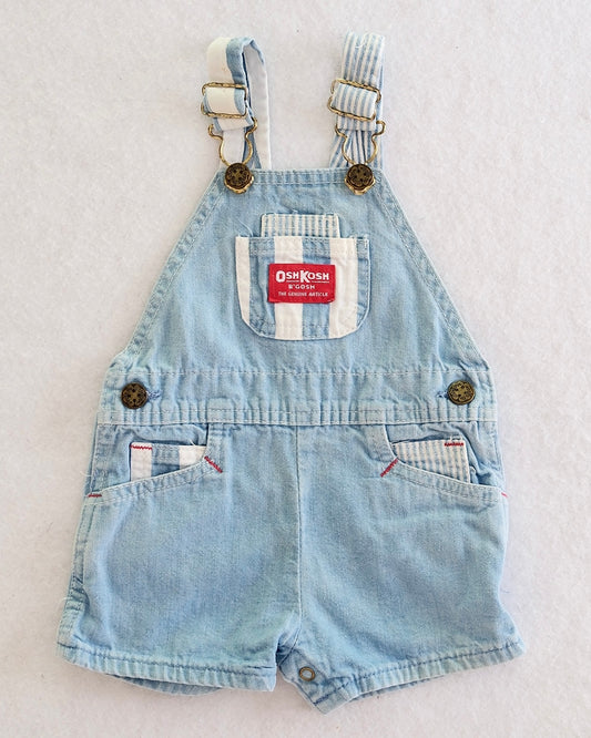 Vintage OshKosh B'Gosh Baby Light Wash Denim Shortalls: Size 12 Months