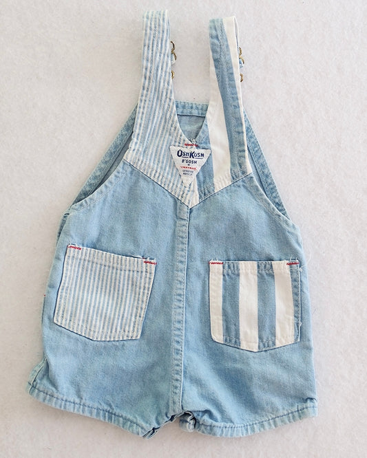 Vintage OshKosh B'Gosh Baby Light Wash Denim Shortalls: Size 12 Months