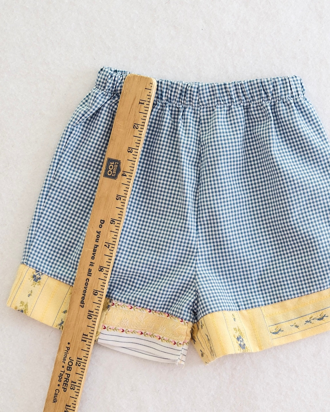 Y2K Blueberi Boulevard Toddler Girls Blue Gingham Patchwork Shorts: Size 4T