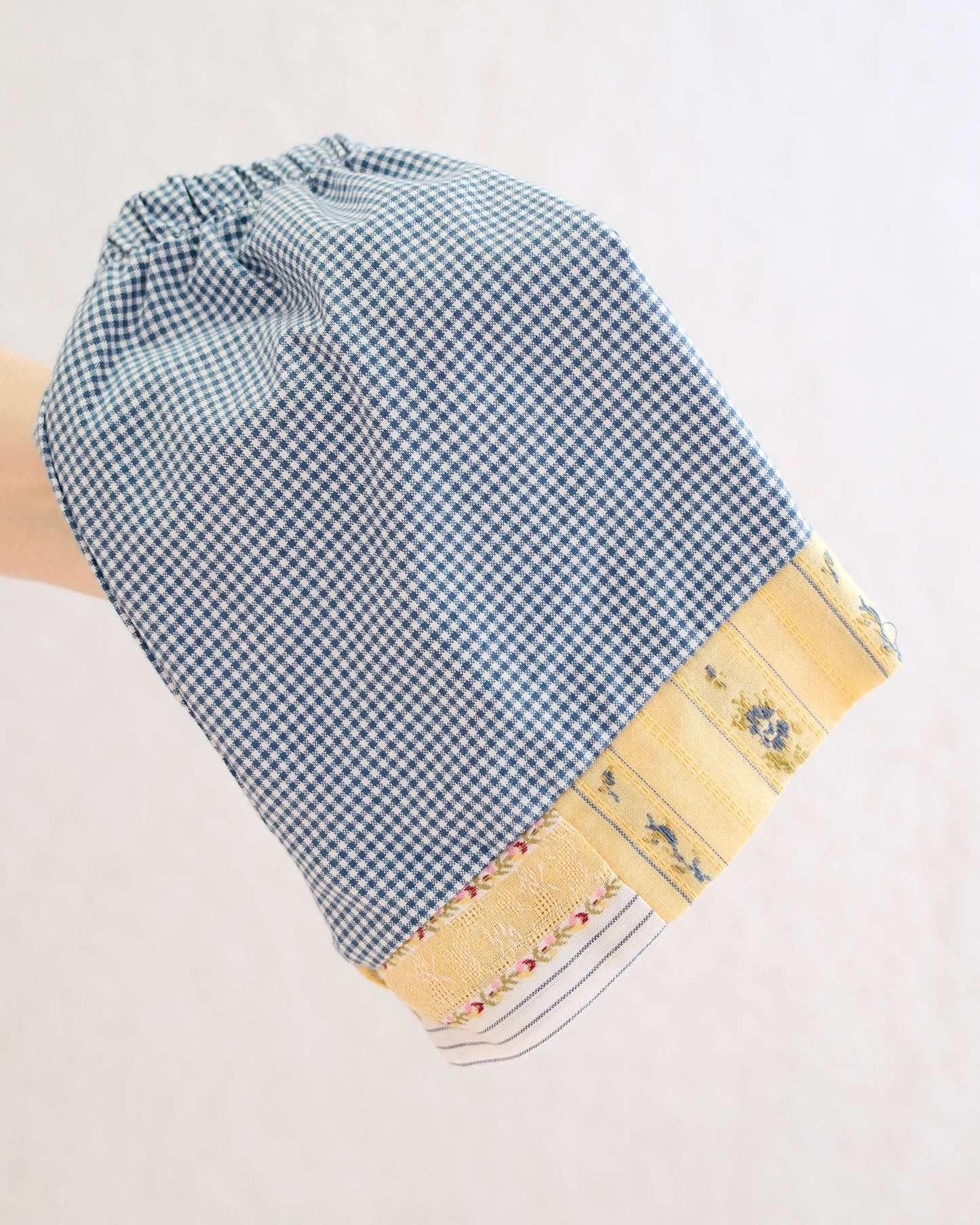 Y2K Blueberi Boulevard Toddler Girls Blue Gingham Patchwork Shorts: Size 4T