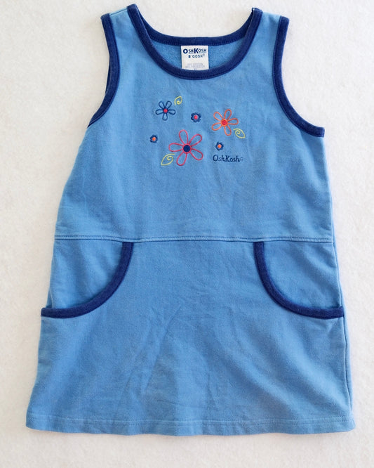 Vintage OshKosh B'Gosh Toddler Blue Embroidered Flower Dress: Size 3T