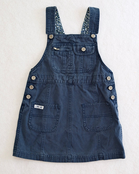 Vintage Cherokee Girls Navy Overall Dress: Size 4/5