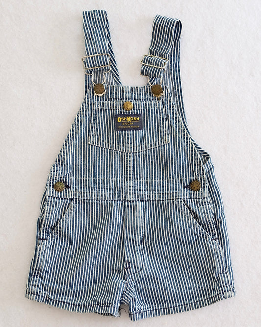 Vintage OshKosh B'Gosh Toddler Denim Hickory Stripe Shortalls: Size 3T/2T fit