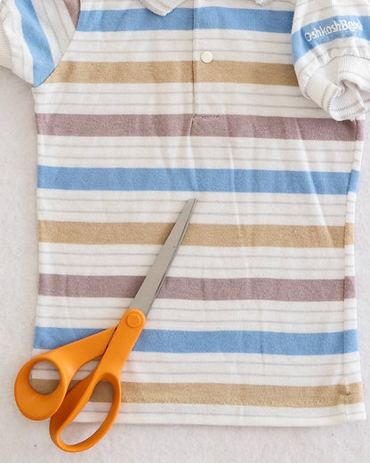 Vintage OshKosh B'Gosh Toddler Light Blue + Tan Stripe Polo Shirt: Size 2T