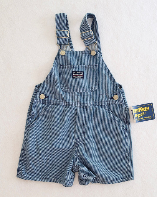 Vintage OshKosh B'Gosh Toddler Hickory Stripe Shortalls: Size 3T — NWT