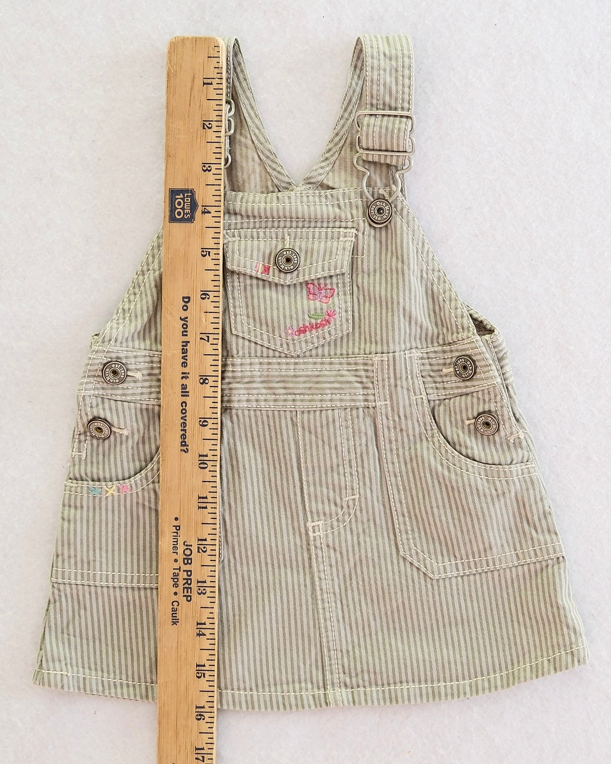 Y2K OshKosh B'Gosh Baby Green Stripe Overall Dress: Size 12 Months