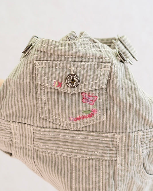 Y2K OshKosh B'Gosh Baby Green Stripe Overall Dress: Size 12 Months