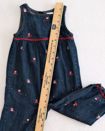 Vintage Gymboree Embroidered Doll Denim Romper: 18-24m