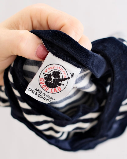 Y2K Good Lad Navy Velour Sailor Bear Overall Set: 12m