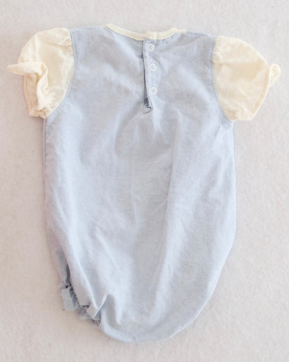 Vintage Buster Brown Chambray Flower Appliqué Romper: 12m?