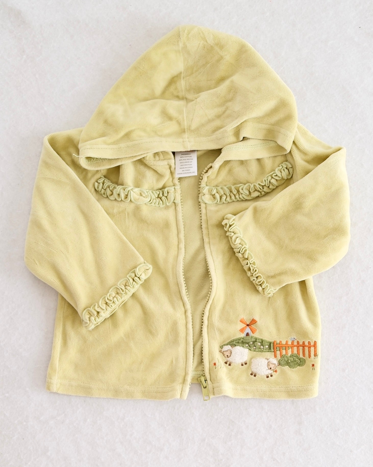 Vintage Gymboree 2006 Wooly Pals Bodysuit and Velour Hoodie Set Outfit: 24m - Yellow Clover Vintage Kids Clothes