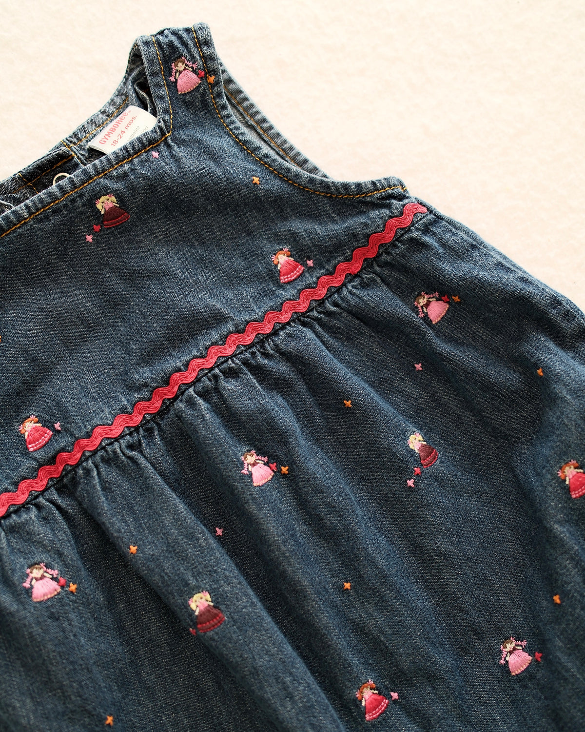 Vintage Gymboree Embroidered Doll Denim Romper: 18-24m