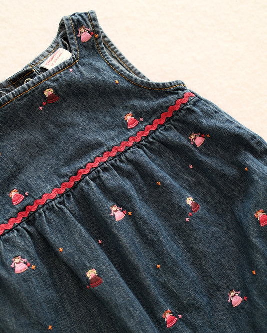 Vintage Gymboree Embroidered Doll Denim Romper: 18-24m