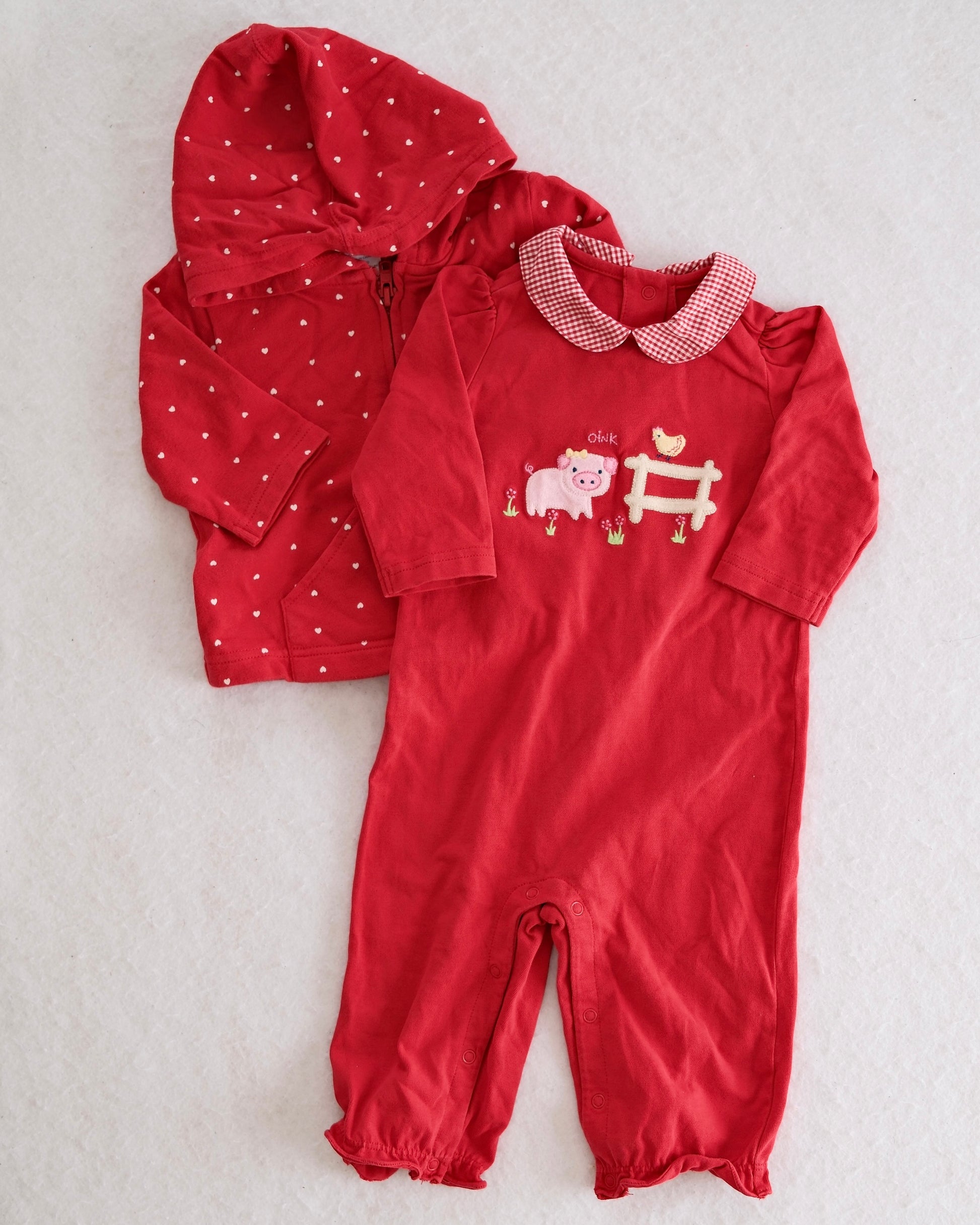 Vintage Gymboree 2006 Barnyard Cuties Romper and Hoodie Set: 12m - Yellow Clover Vintage Kids Clothes