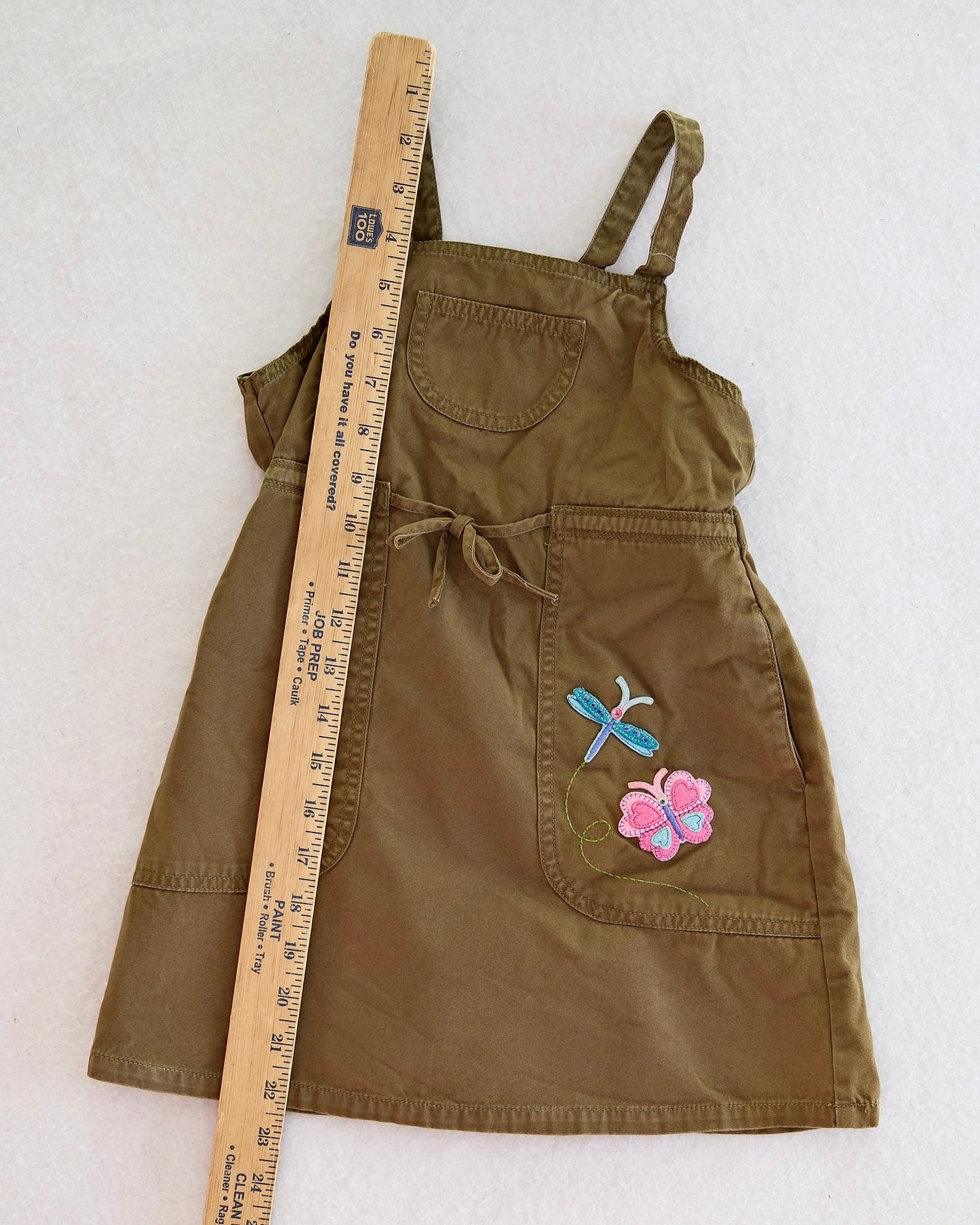 Vintage Gymboree Dragonfly + Butterfly Applique Olive Dress: 5T