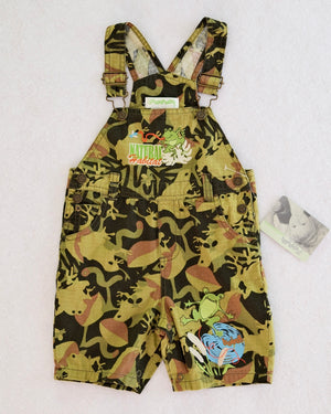 Vintage Flapdoodles Natural Habitat Frog Camo Shortall Overalls: 2T