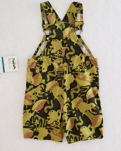 Vintage Flapdoodles Natural Habitat Frog Camo Shortall Overalls: 2T