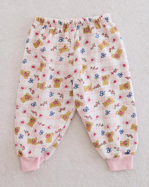 Vintage Pink Teddy Bear Heart Print Sweatpants: 18m