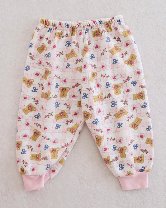 Vintage Pink Teddy Bear Heart Print Sweatpants: 18m